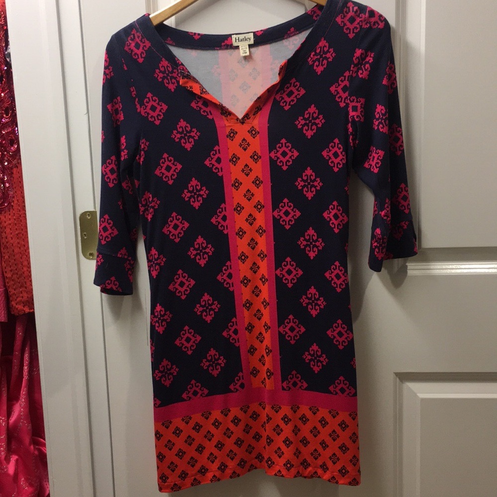 Harley Navy Blue and Pink Patterned Dress